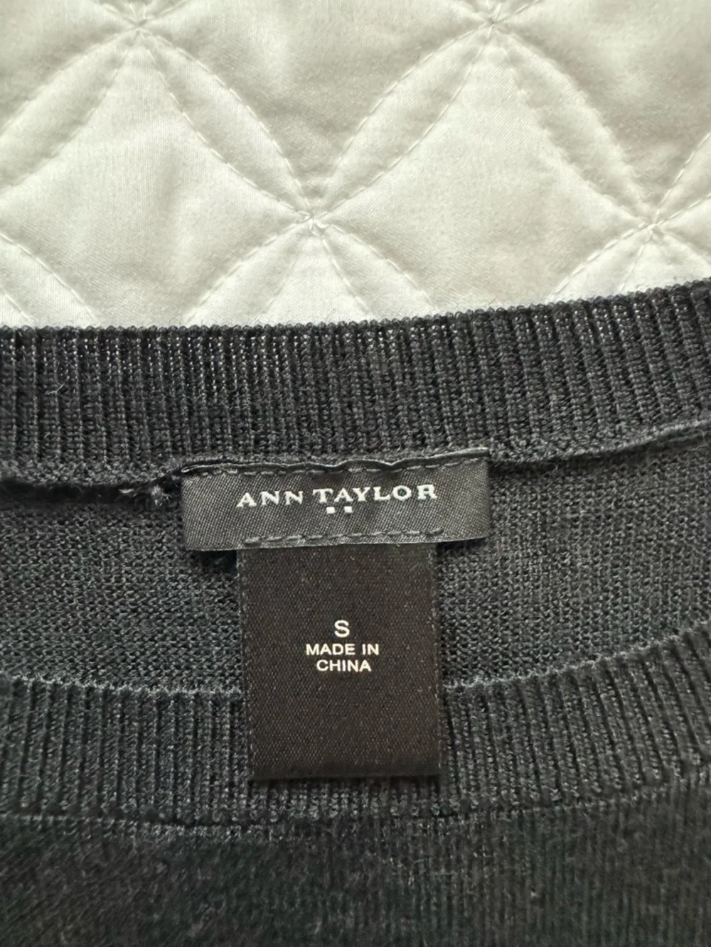 Ann Taylor Factory Black Gray Colorblock Wool Blend Short Sleeve Sweater Size S